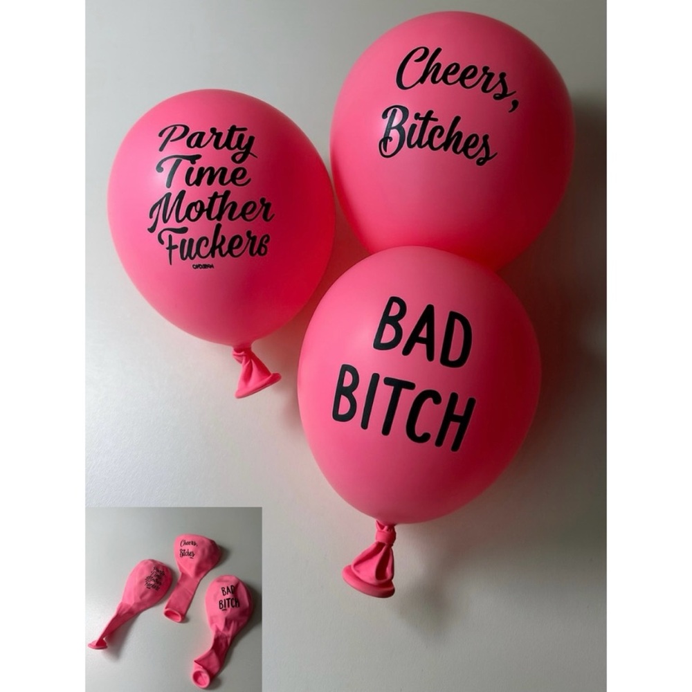 Neon Pink Funny Party Balloons Set of 3 Bachelorette Birthday Decor Crassholes